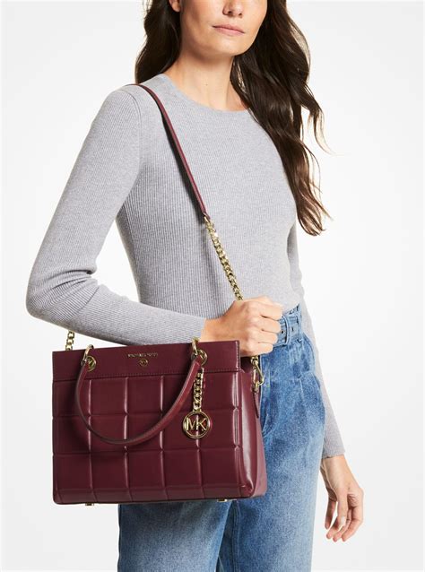 Susan Medium Quilted Leather Satchel .